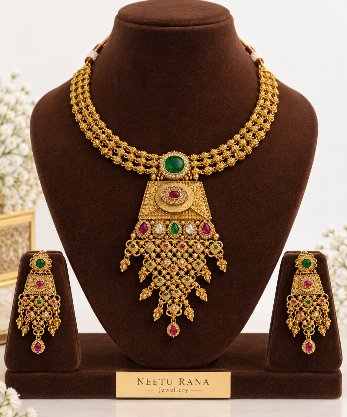 Golden traditional bridal jewellery set
