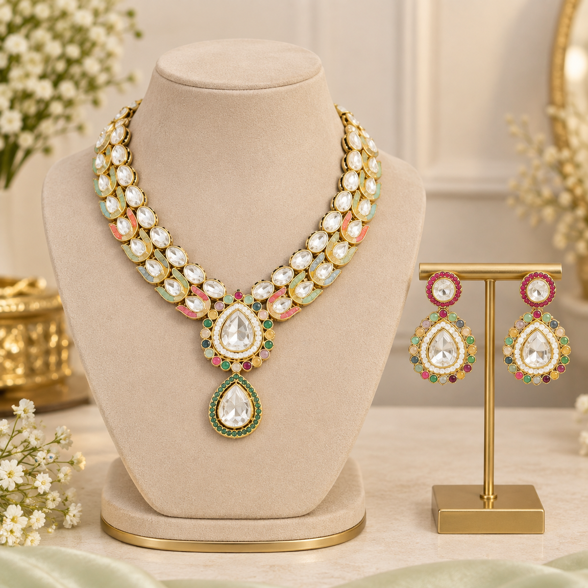 Elegant Kundan Necklace Set