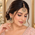 Exquisite royal heritage Kundan and Polki Earrings and maang teeka