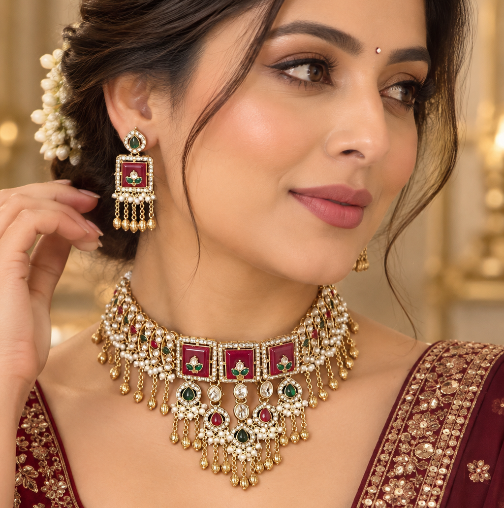 Elegant Traditional Kundan ghunghru Choker Set