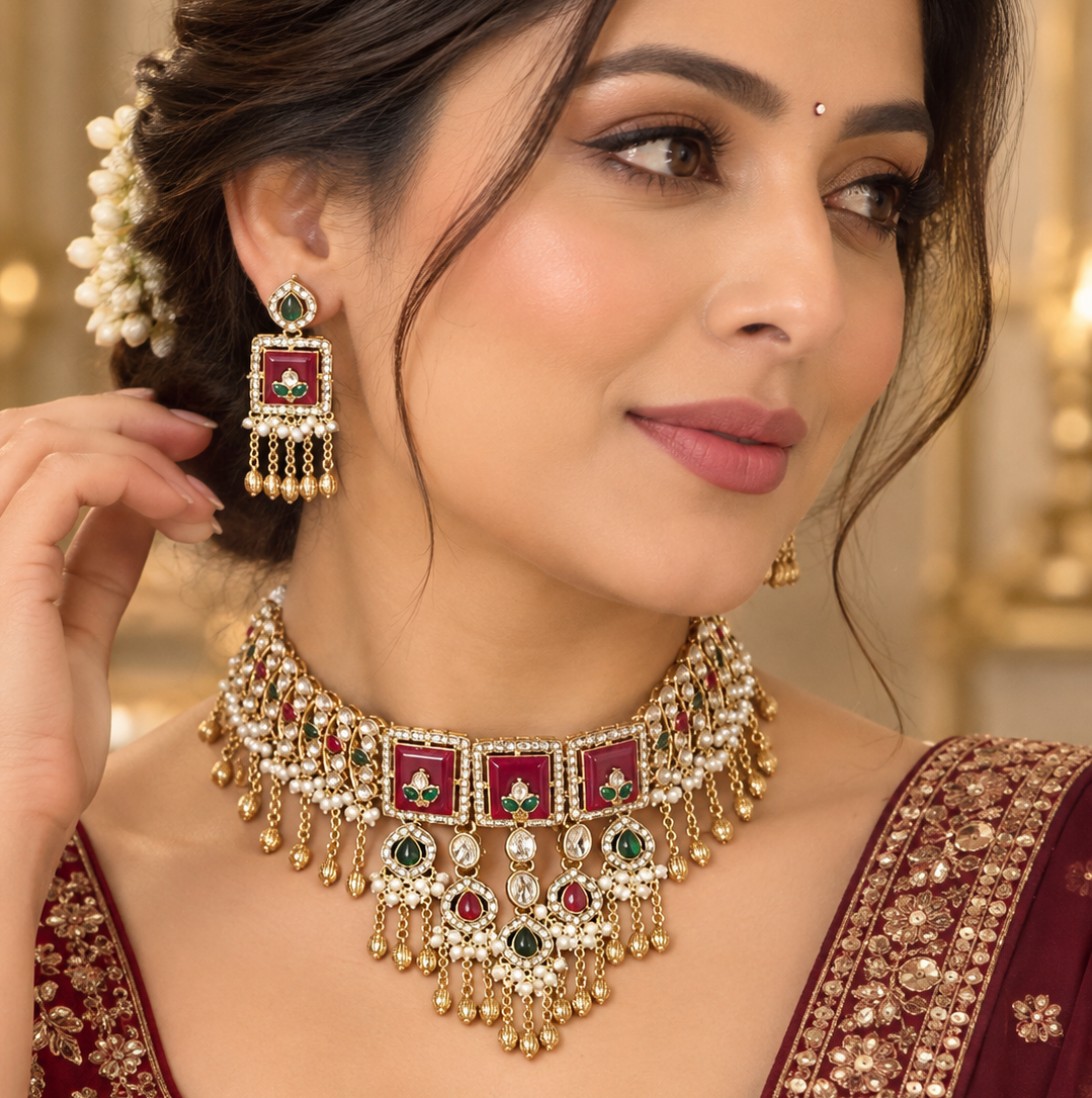 Elegant Traditional Kundan ghunghru Choker Set