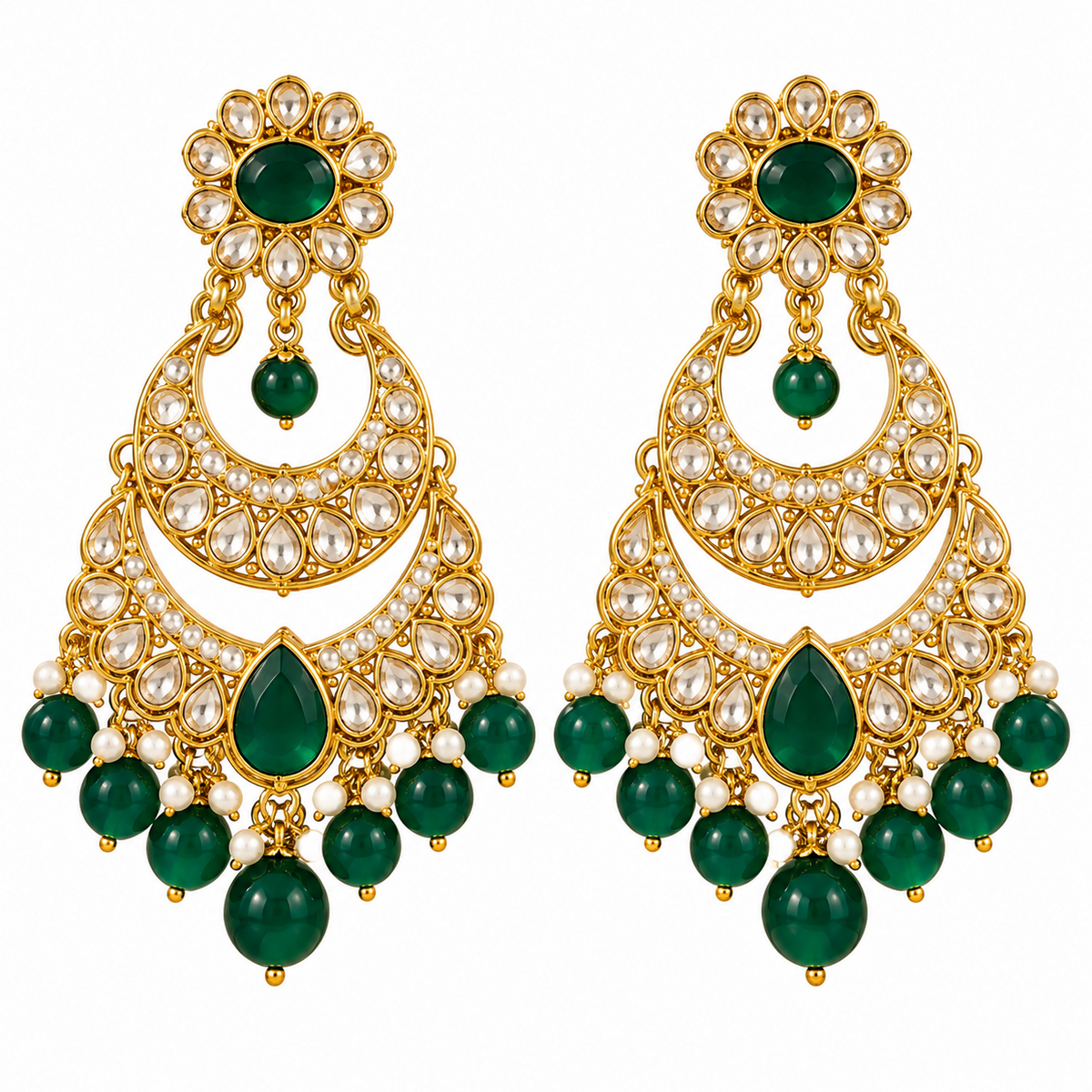 5. Emerald Green Chandbali Earrings