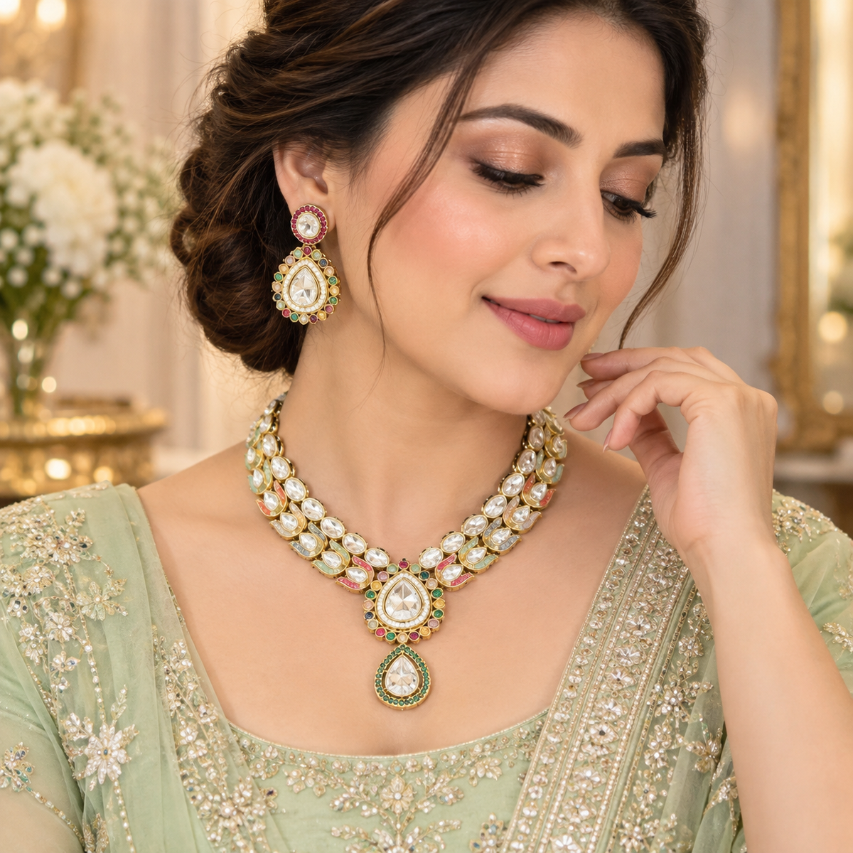 Elegant Kundan Necklace Set