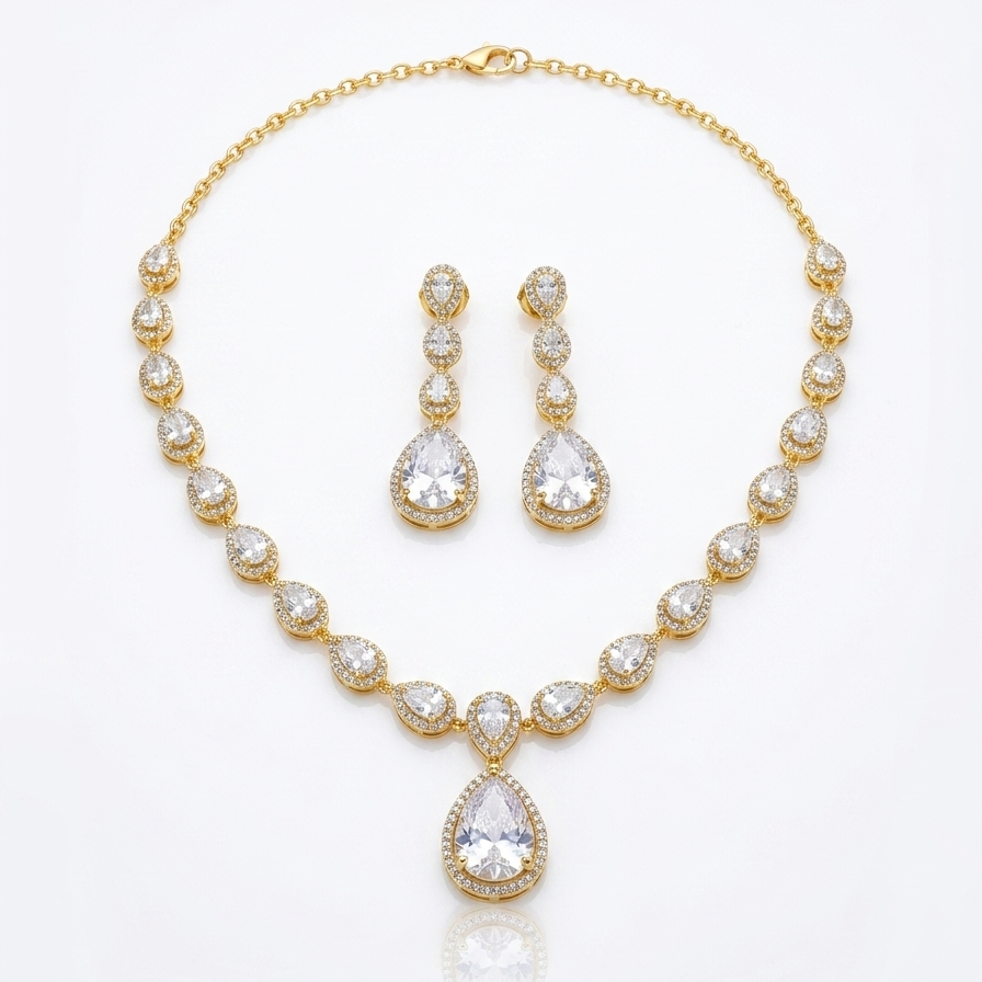 Royal teardrop crystal jewellery set