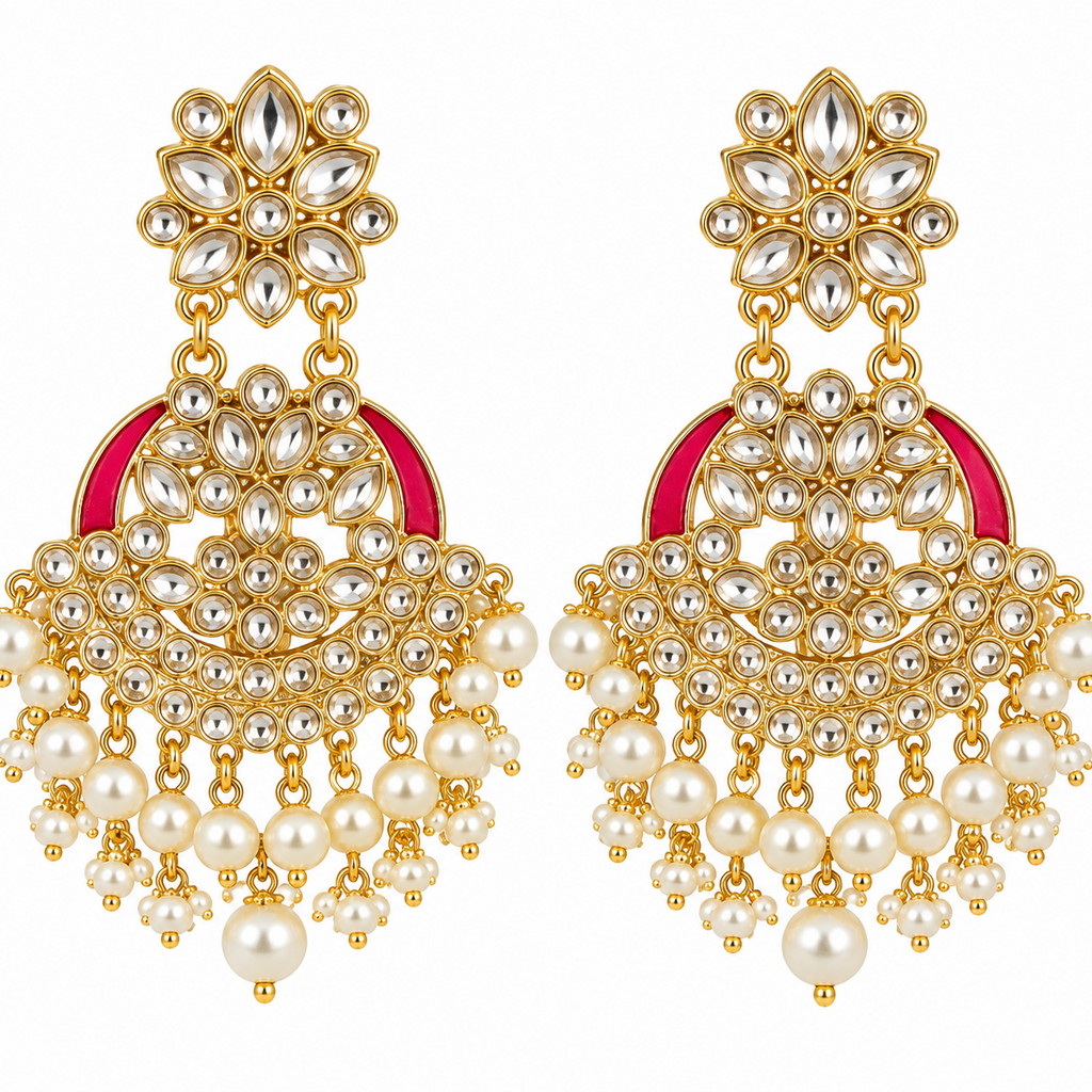 Kundan-style chandelier earrings