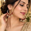 Elegant Red Beaded Jhumka Hoops ✨