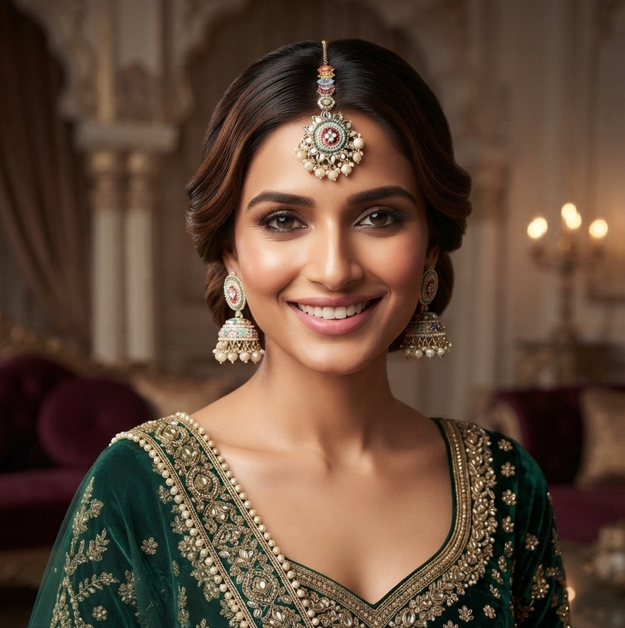 Multicolor Kundan Jhumka & Maang Tikka Set ✨