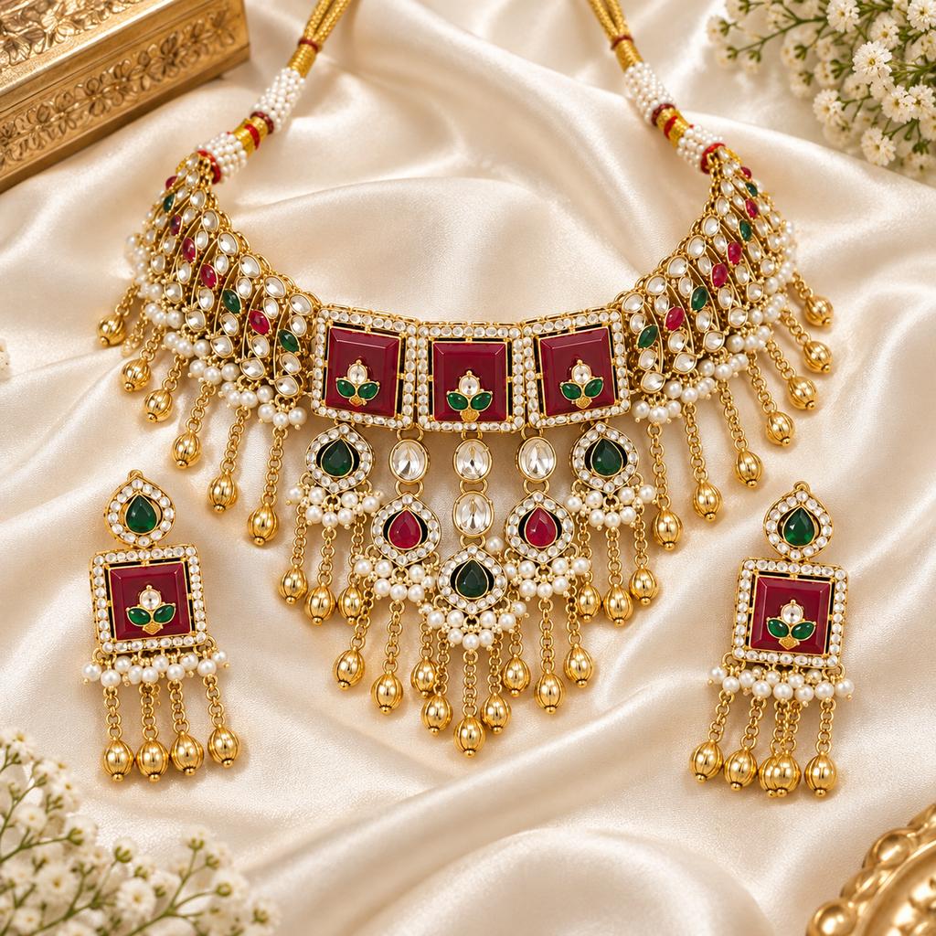 Elegant Traditional Kundan ghunghru Choker Set