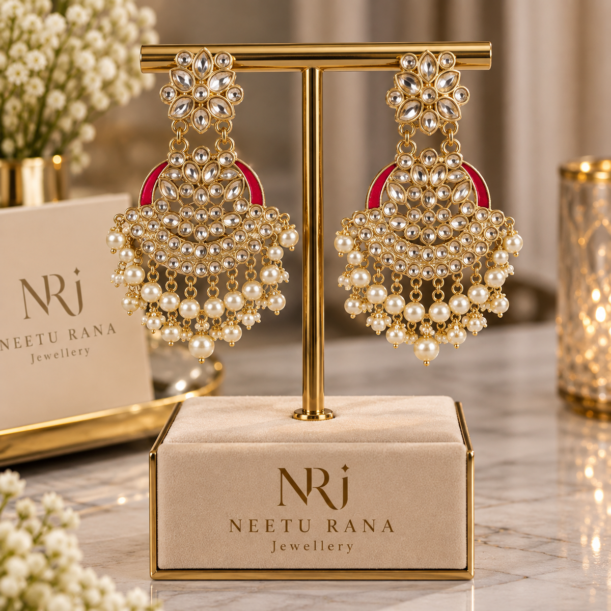 Kundan-style chandelier earrings