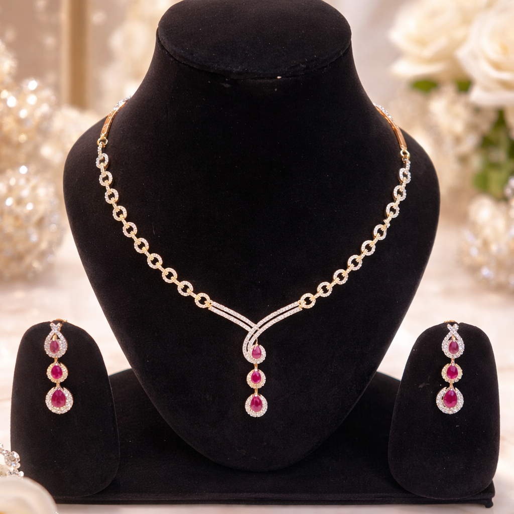 Ruby Drop Necklace Set