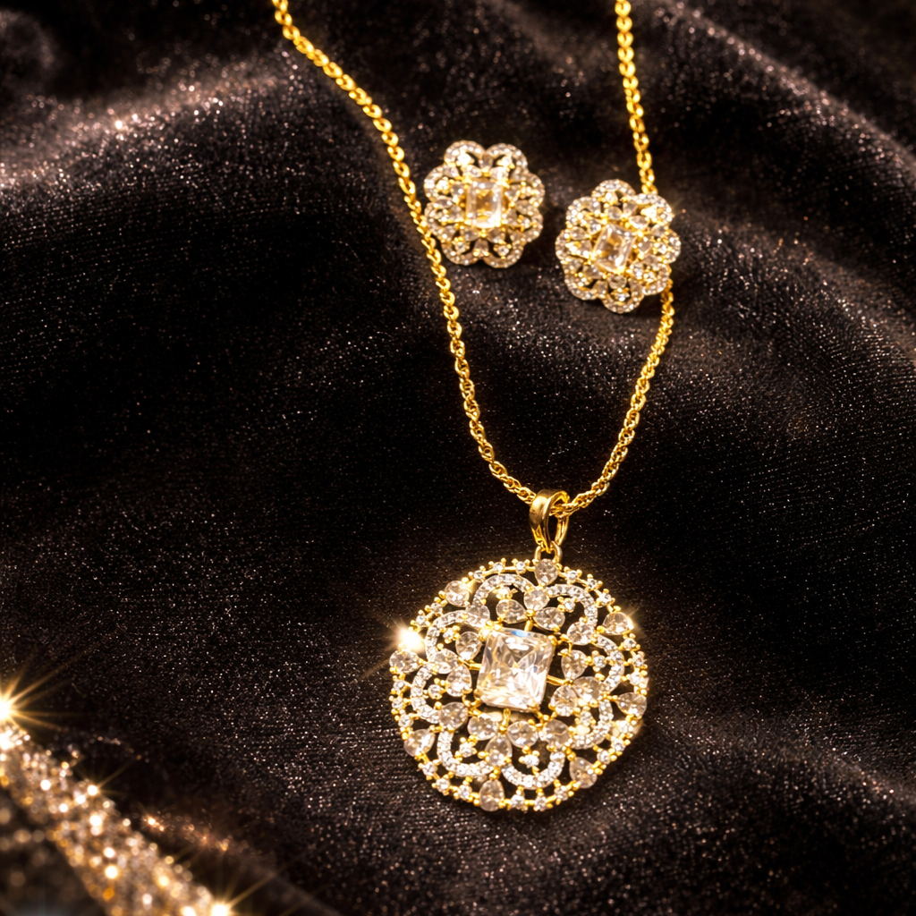 The solitaire filigree pendent set