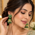 Elegant Emerald Green Jhumka Earrings 💚✨