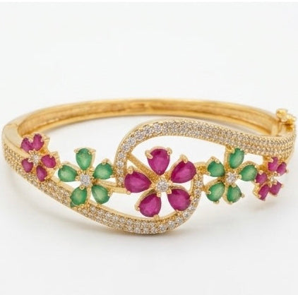 Elegant floral bypass kada Bracelet