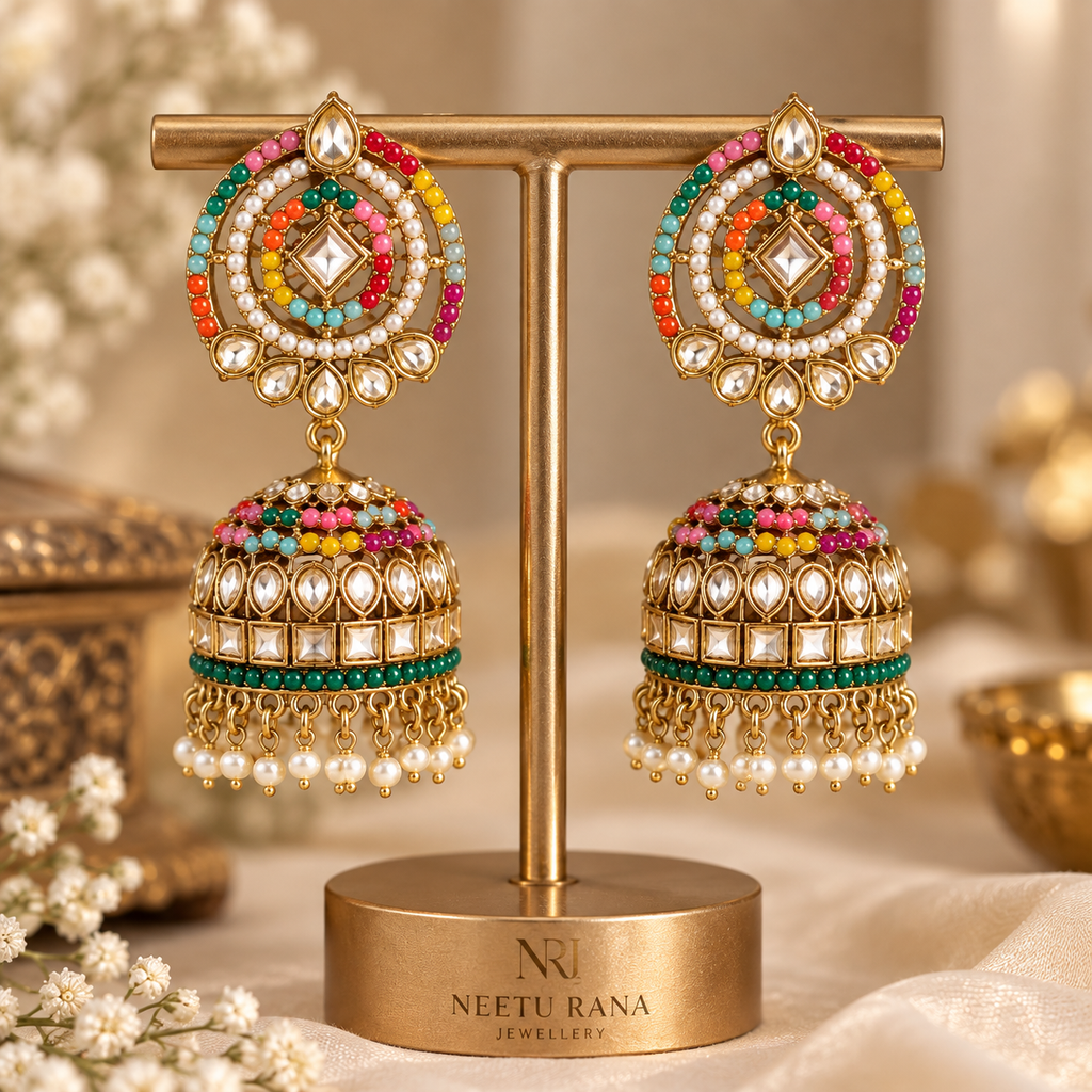 Elegant Kundan Jhumka Earrings ✨
