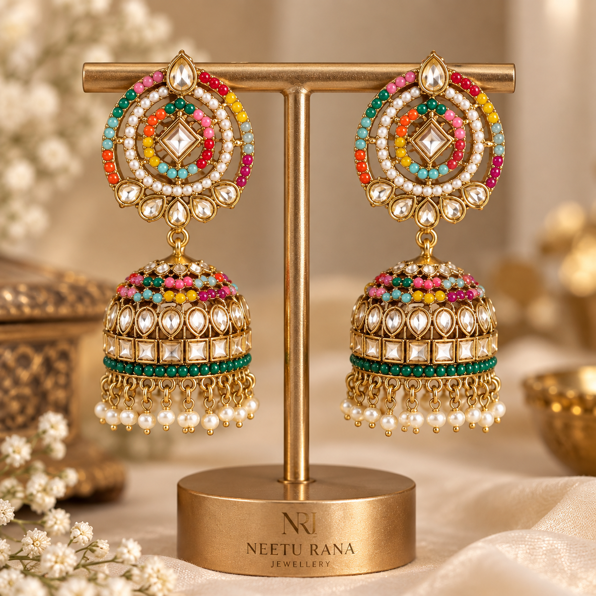 Elegant Kundan Jhumka Earrings ✨