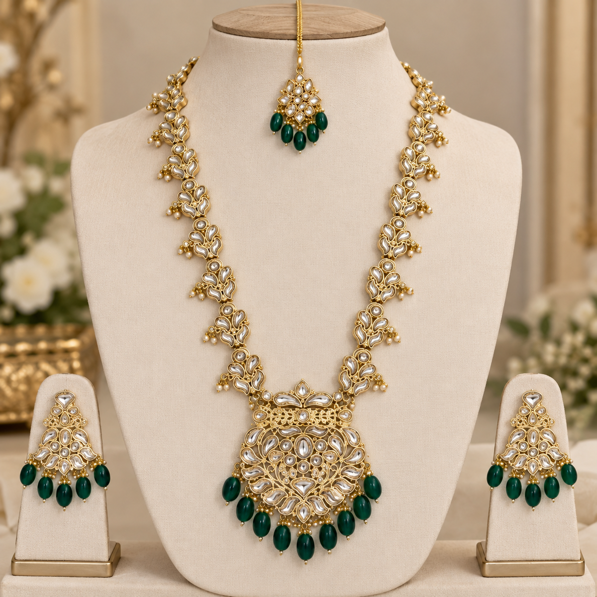 💚 Emerald Kundan Bridal Jewellery Set