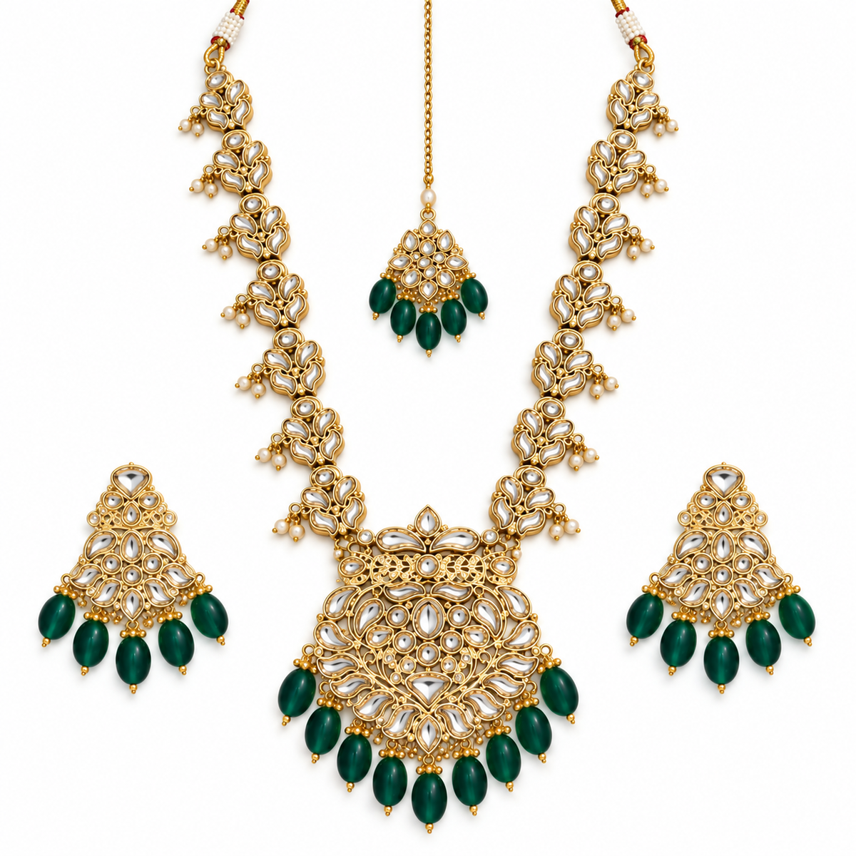 💚 Emerald Kundan Bridal Jewellery Set