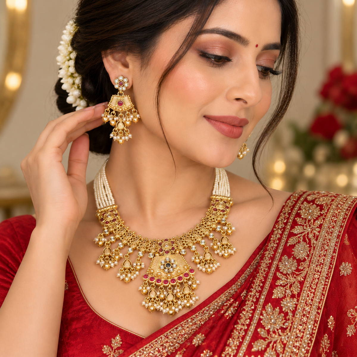 exquisite Kundan-inspired jewellery set