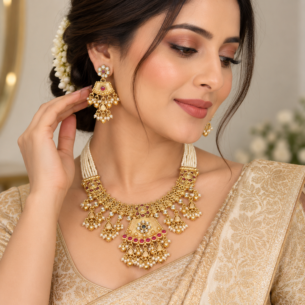 exquisite Kundan-inspired jewellery set