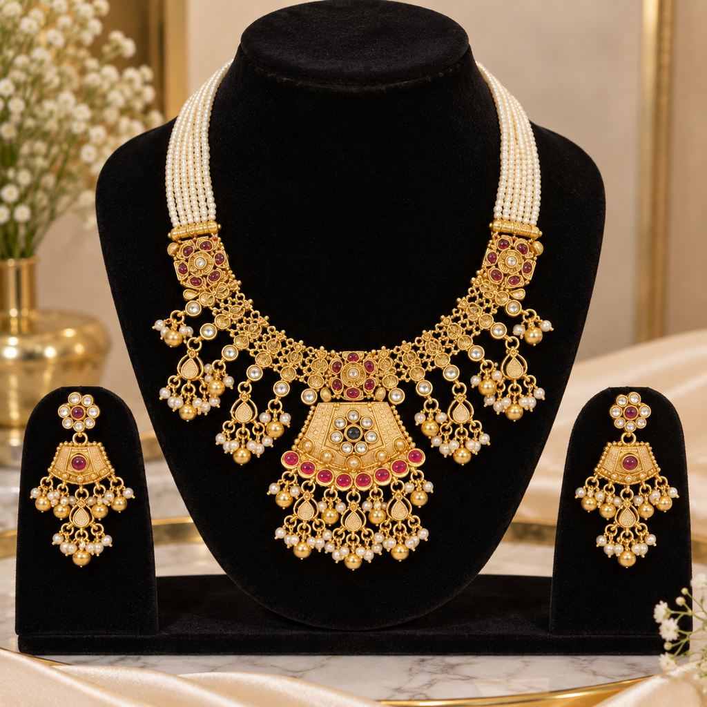 exquisite Kundan-inspired jewellery set