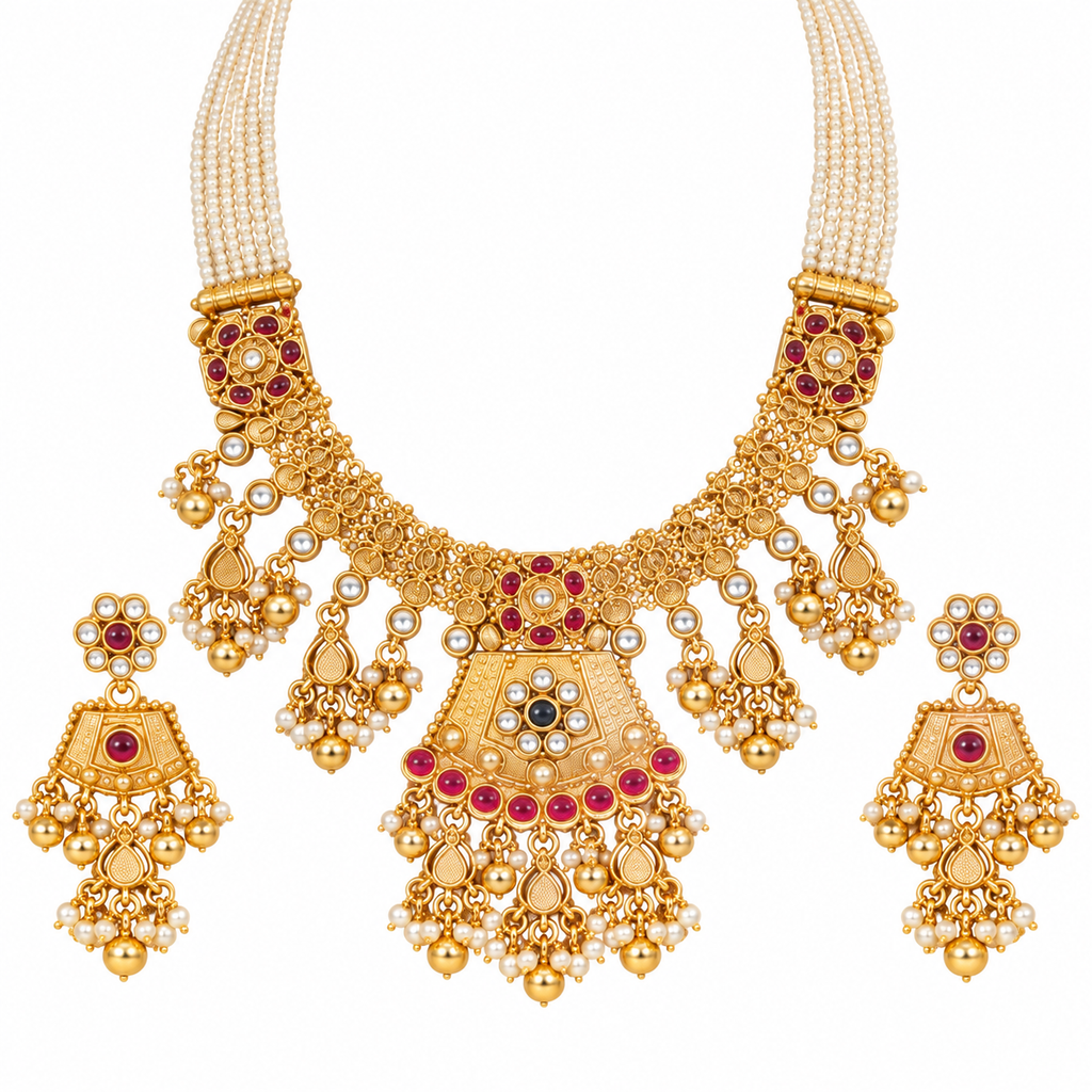 exquisite Kundan-inspired jewellery set