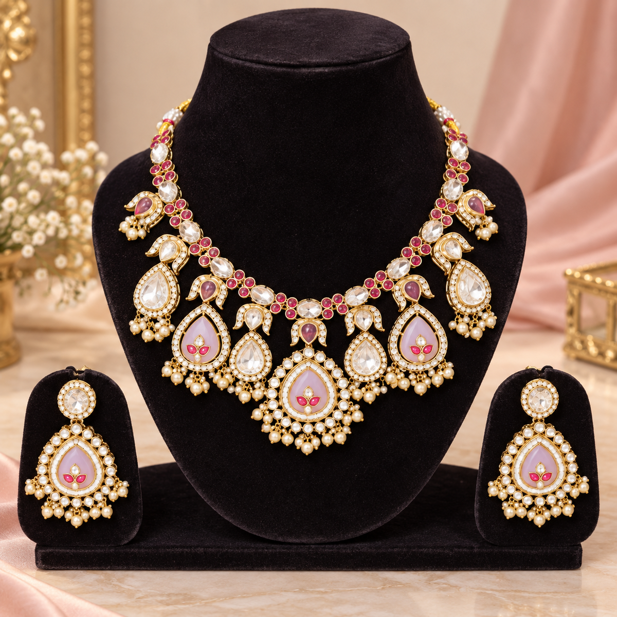 Elegant Kundan-inspired jewellery set