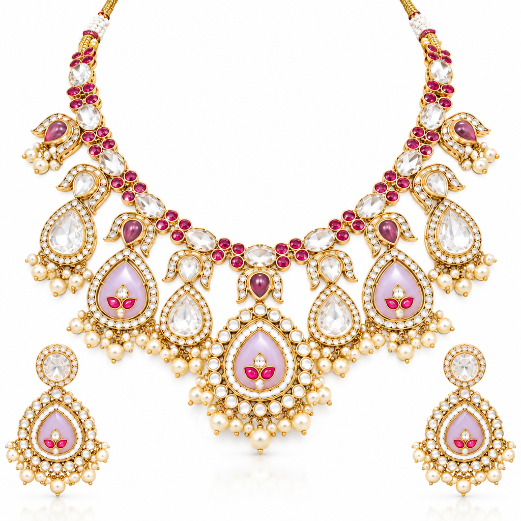 Elegant Kundan-inspired jewellery set