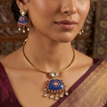 Artisan Crafted Hasli Deep Blue & Ruby Necklace Set