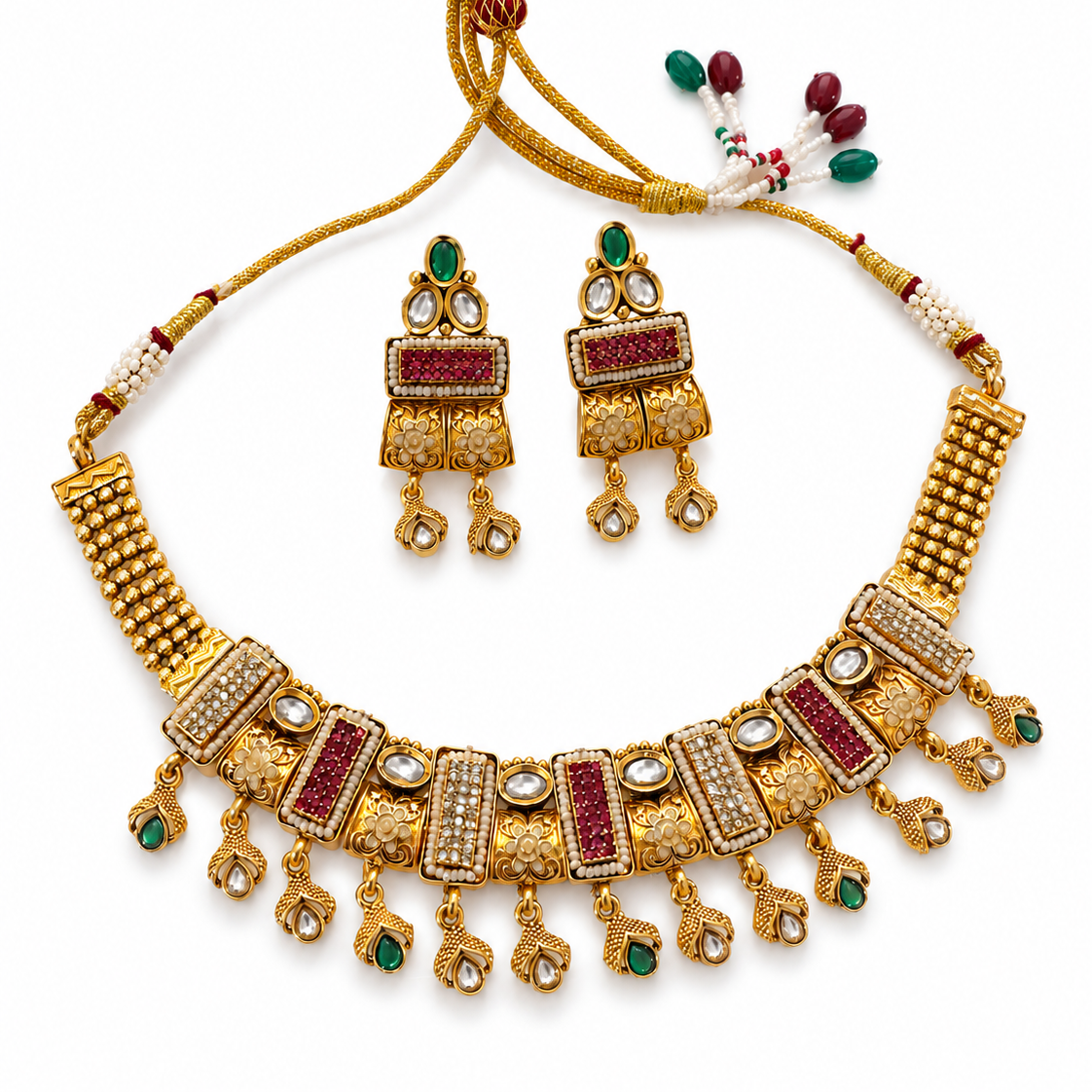Royal Kundan Choker Set with Ruby & Emerald Accents