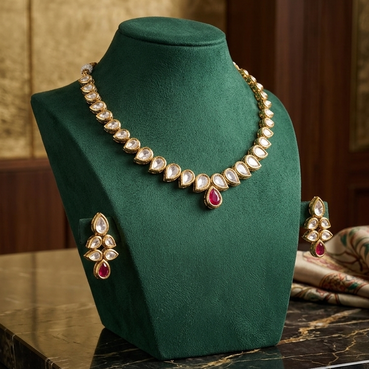 Royal Kundan & Ruby Teardrop Heritage Set
