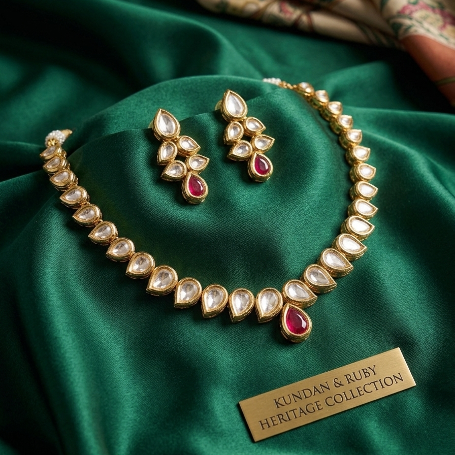 Royal Kundan & Ruby Teardrop Heritage Set