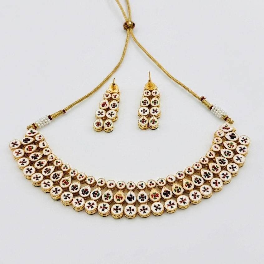 Royal Teardrop Layered Kundan Necklace Set