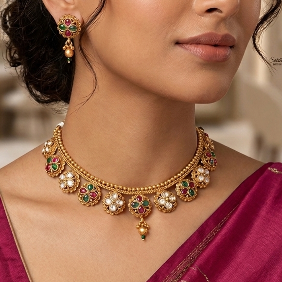Heritage Bloom Ruby & Emerald Kundan Set