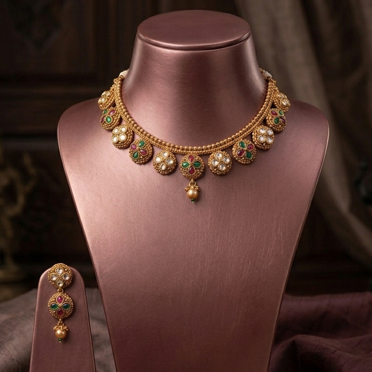 Heritage Bloom Ruby & Emerald Kundan Set
