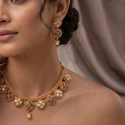 Heritage Bloom Ruby & Emerald Kundan Set