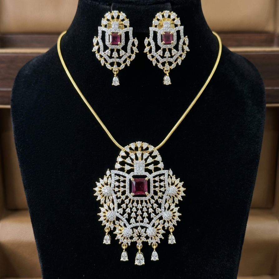 Floral geometric patterns pendent set