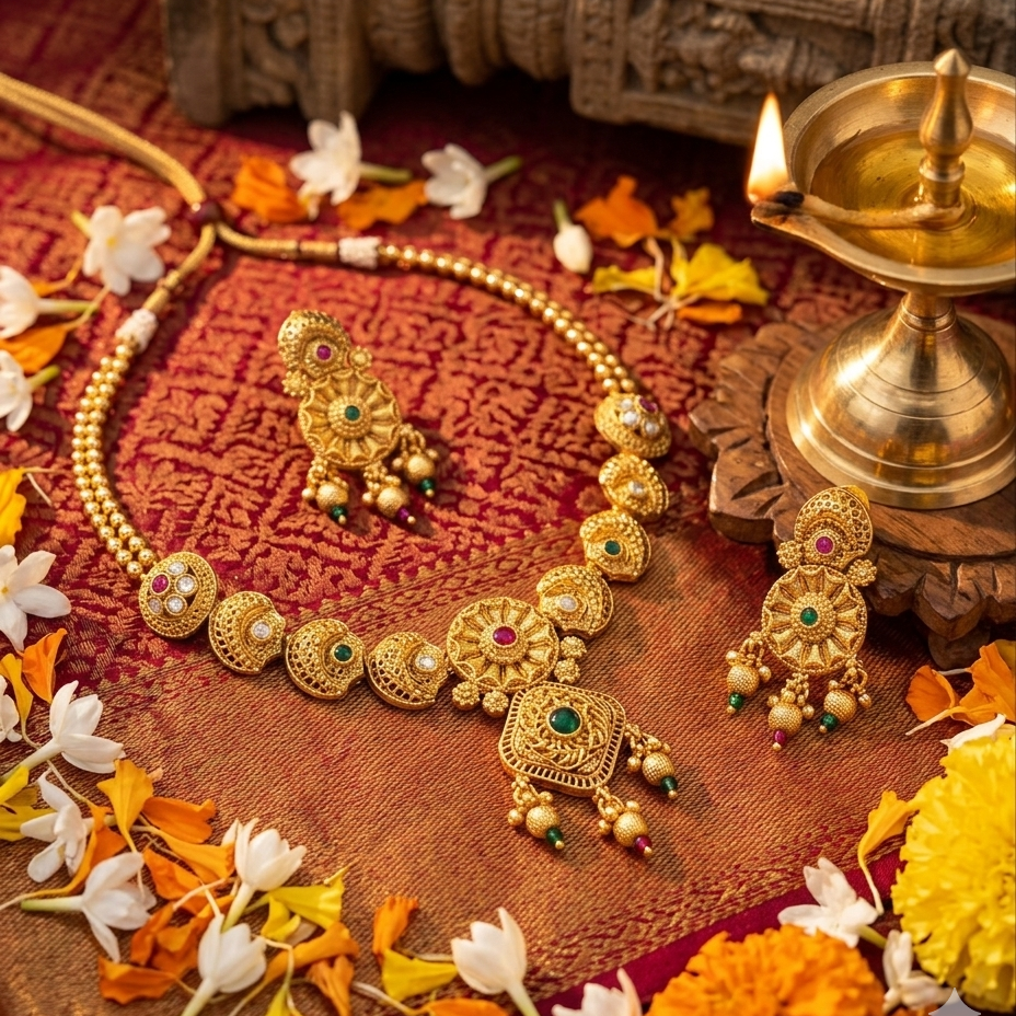 Gold traditional indian necklace