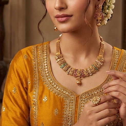 Antique gold tone necklace