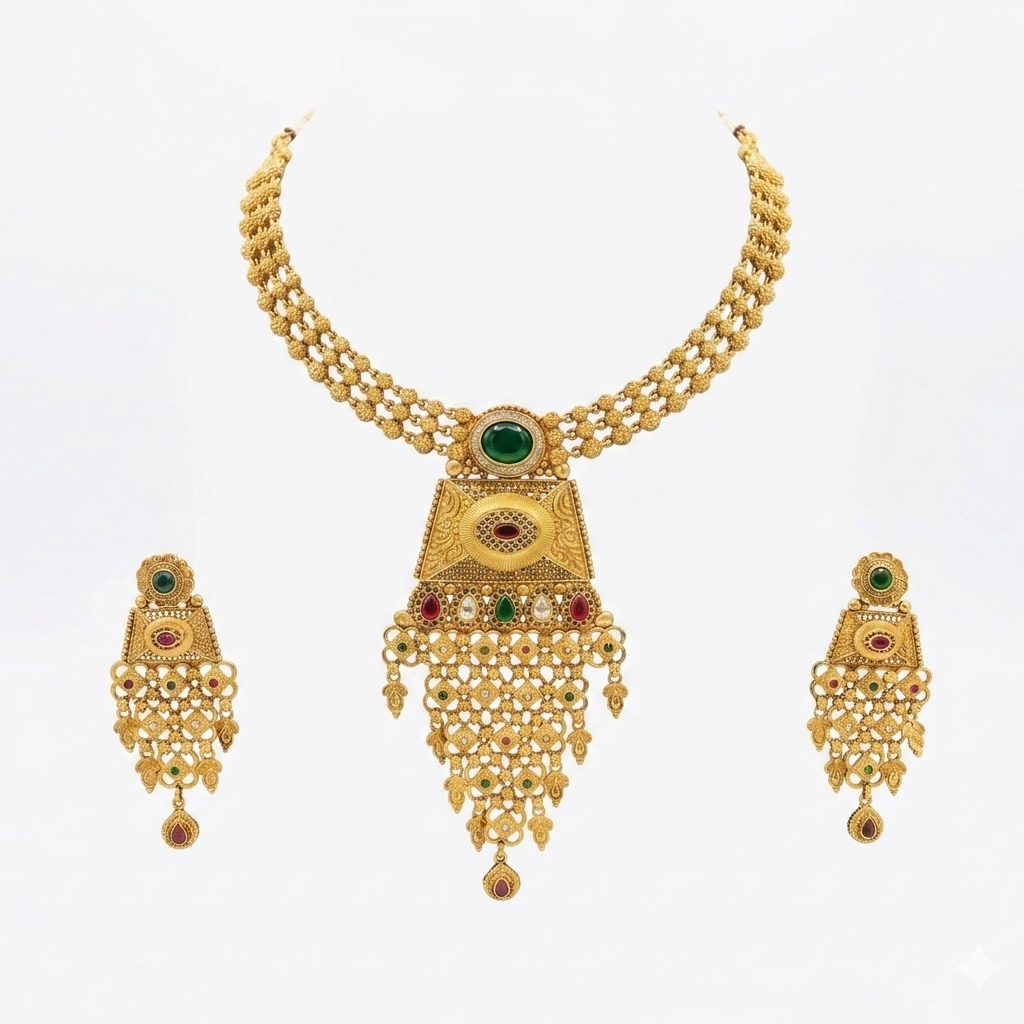 Golden traditional bridal jewellery set