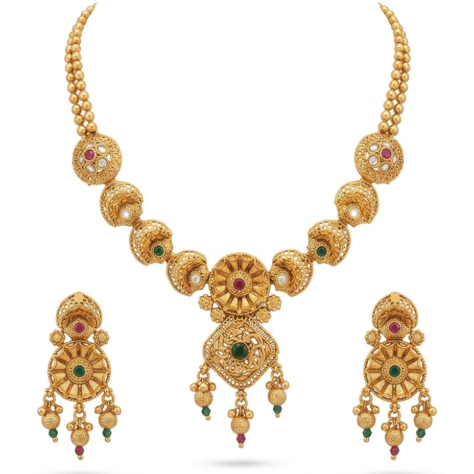 Gold traditional indian necklace