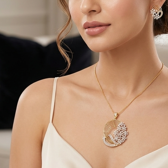 Oval shaped delicate crystal pendent