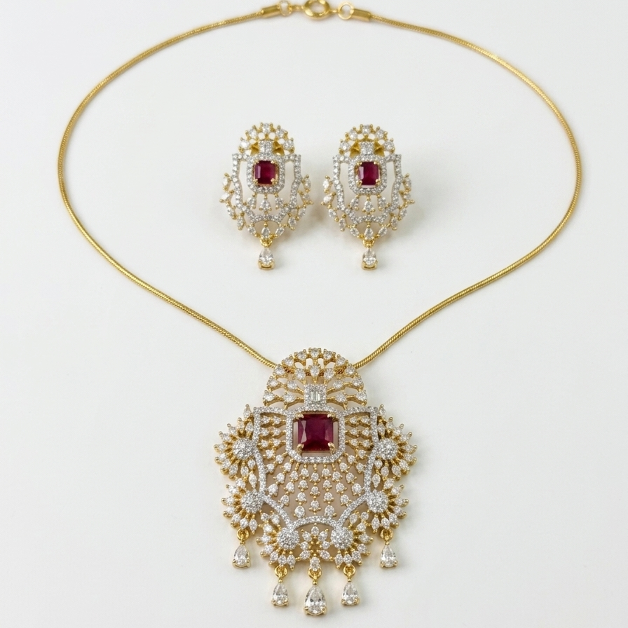 Floral geometric patterns pendent set