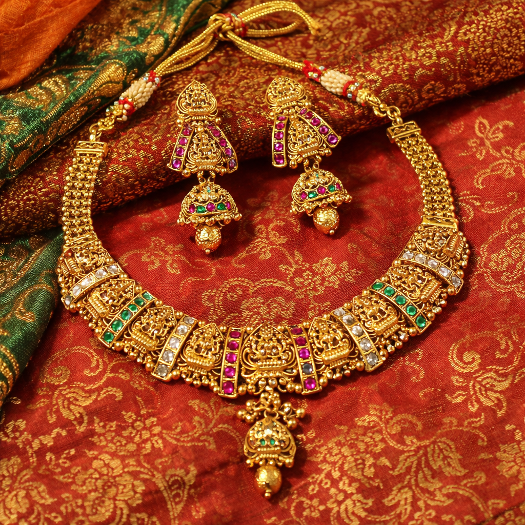 Antique gold tone necklace