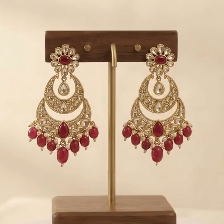 Ruby Red Chandbali Earrings